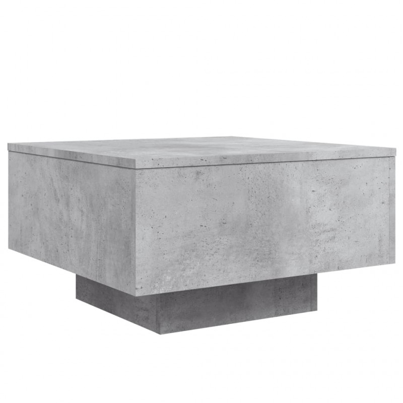 Stolik kawowy z podświetleniem LED, szarość betonu, 55x55x31 cm