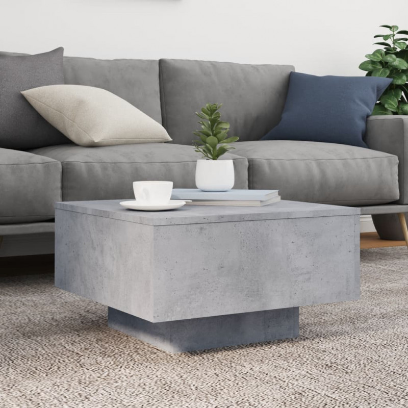 Stolik kawowy z podświetleniem LED, szarość betonu, 55x55x31 cm