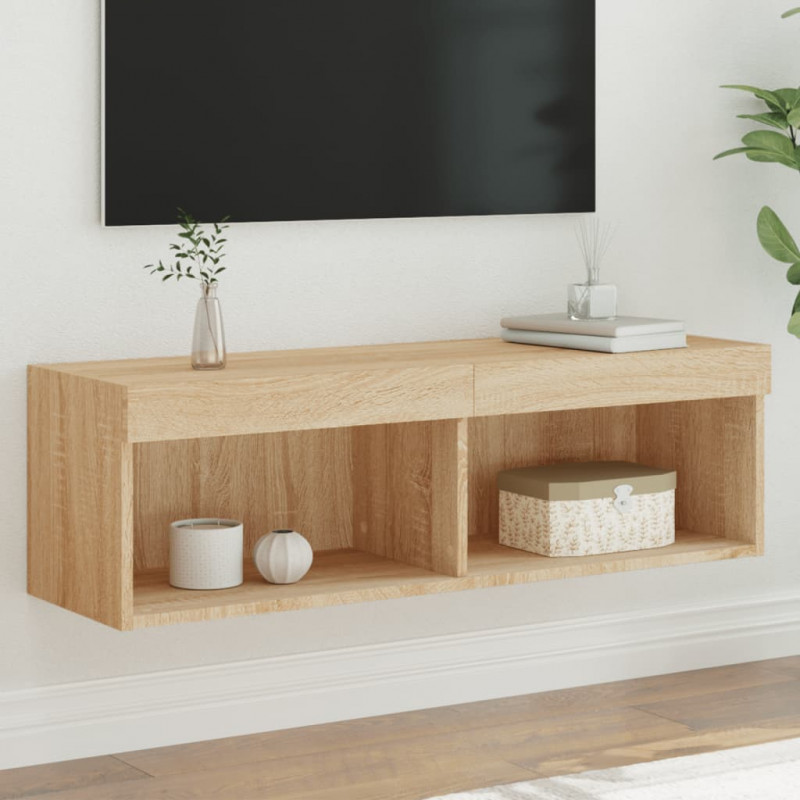 Szafka pod TV z oświetleniem LED, dąb sonoma, 100x30x30 cm