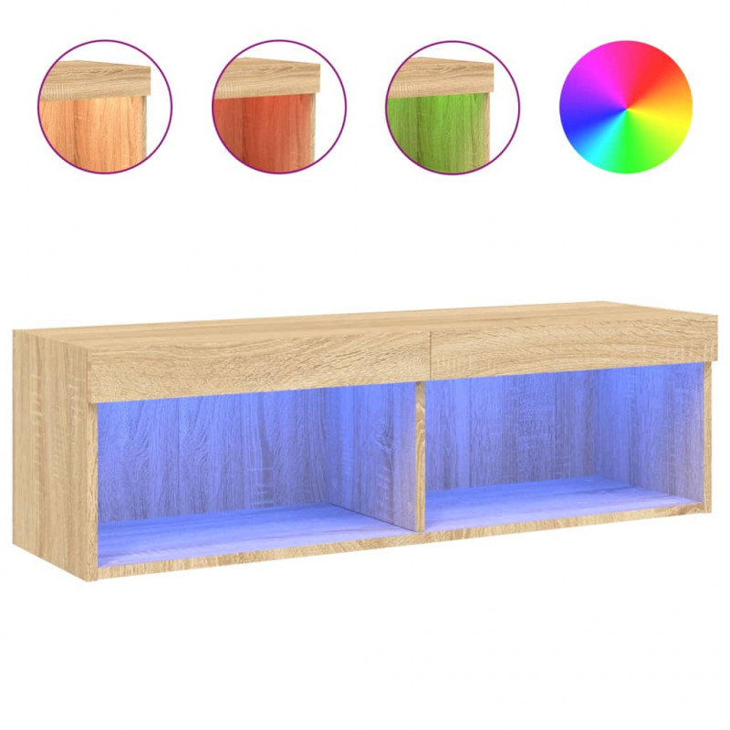 Szafka pod TV z oświetleniem LED, dąb sonoma, 100x30x30 cm