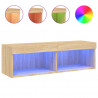 Szafka pod TV z oświetleniem LED, dąb sonoma, 100x30x30 cm