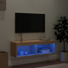 Szafka pod TV z oświetleniem LED, dąb sonoma, 100x30x30 cm