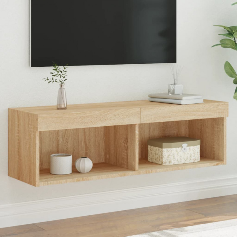Szafka pod TV z oświetleniem LED, dąb sonoma, 100x30x30 cm