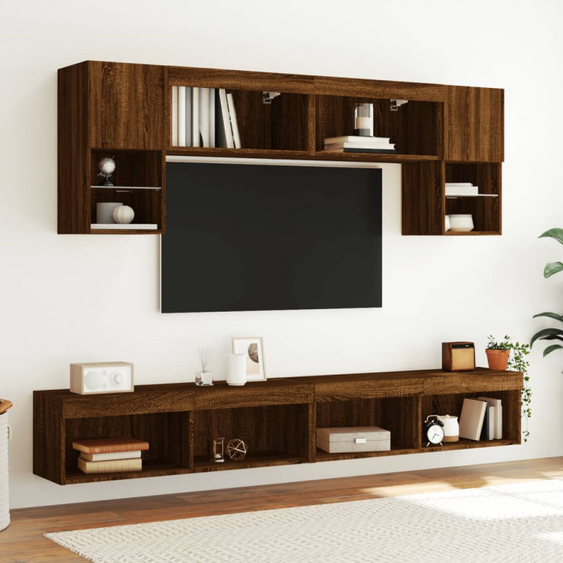 Szafka TV z oświetleniem LED, brązowy dąb, 100x30x30 cm