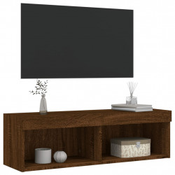 Szafka TV z oświetleniem LED, brązowy dąb, 100x30x30 cm