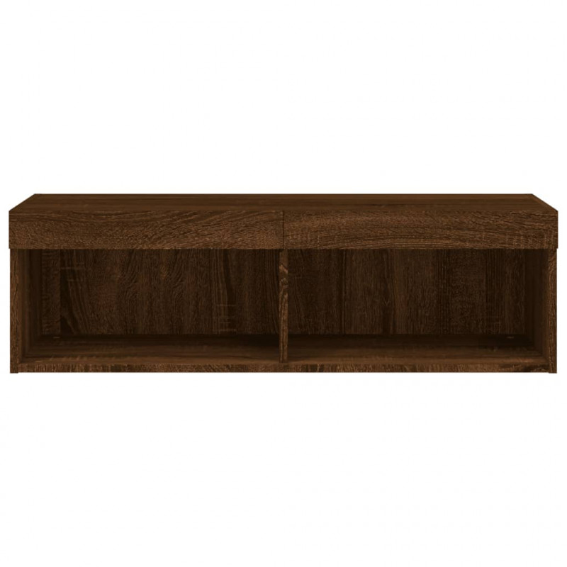 Szafka TV z oświetleniem LED, brązowy dąb, 100x30x30 cm