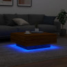 Stolik kawowy z podświetleniem LED, brązowy dąb, 80x80x31 cm