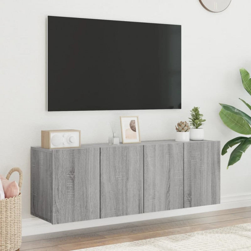 Ścienne szafki TV, 2 szt., szary dąb sonoma, 60x30x41 cm