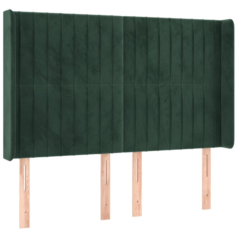 Łóżko kontynentalne z materacem i LED zielony aksamit 140x200cm