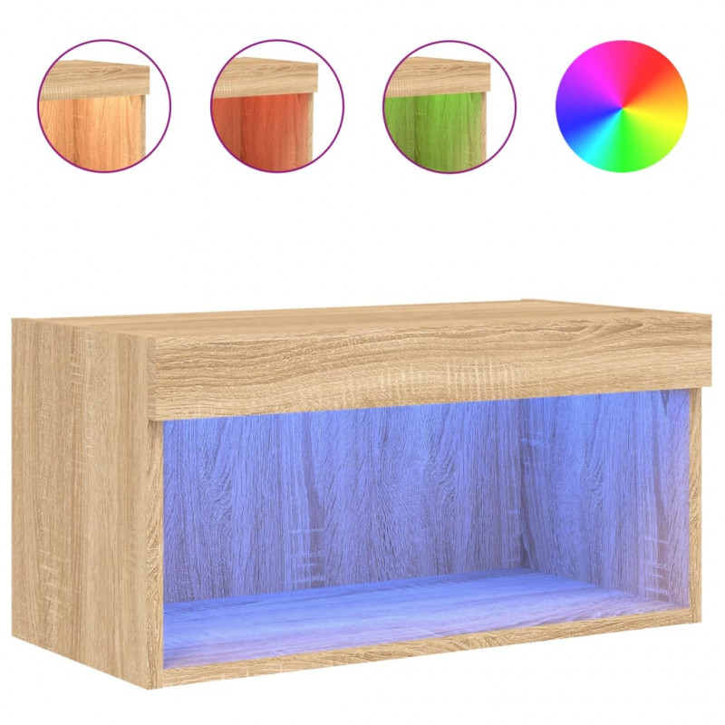 Szafka pod TV, z oświetleniem LED, dąb sonoma, 60x30x30 cm