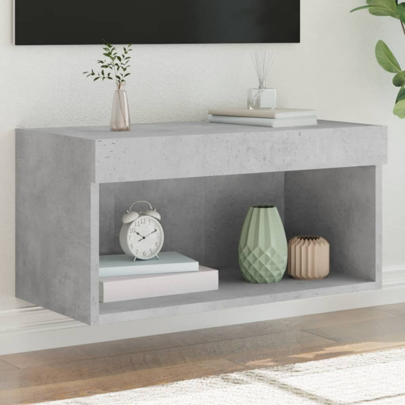 Szafka pod TV, z oświetleniem LED, szarość betonu, 60x30x30 cm