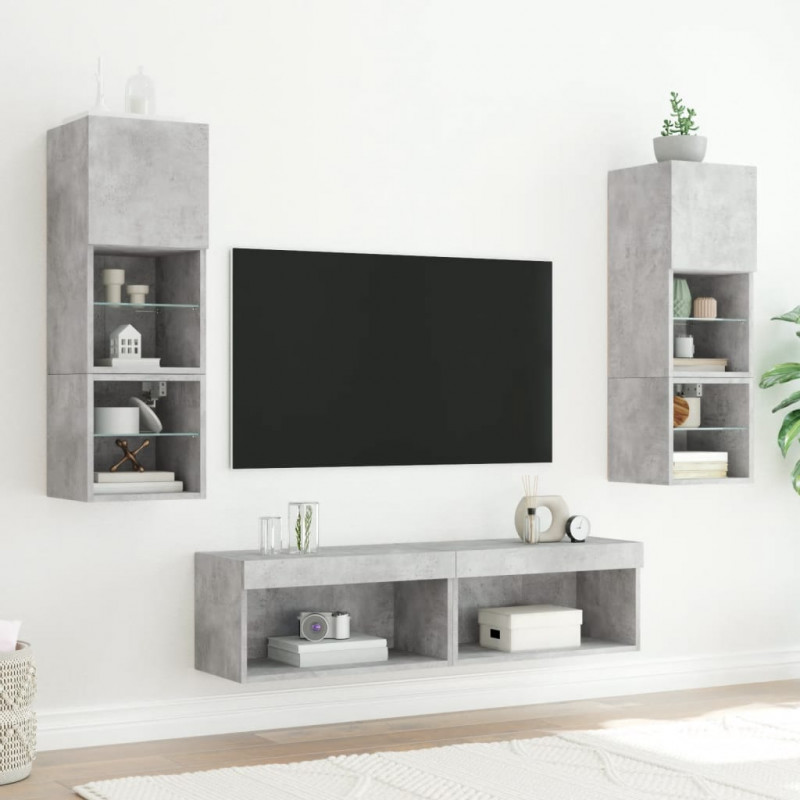 Szafka pod TV, z oświetleniem LED, szarość betonu, 60x30x30 cm