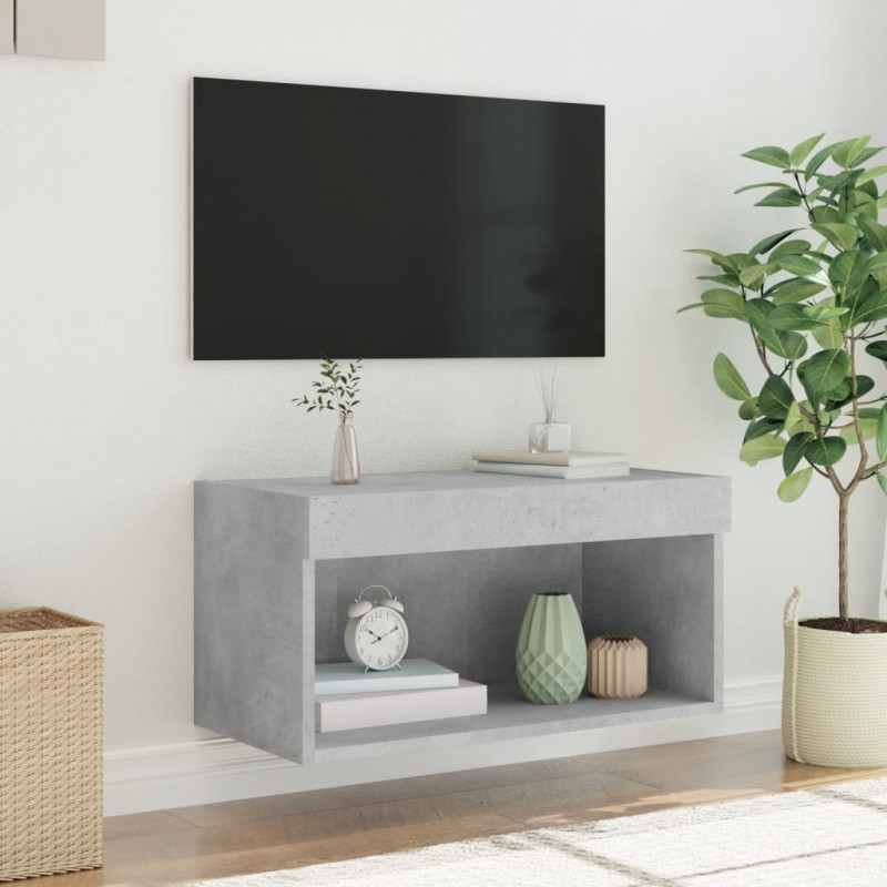 Szafka pod TV, z oświetleniem LED, szarość betonu, 60x30x30 cm