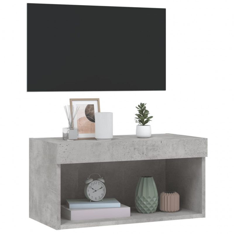 Szafka pod TV, z oświetleniem LED, szarość betonu, 60x30x30 cm