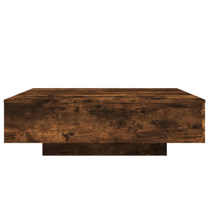 Stolik kawowy z LED, przydymiony dąb, 100x100x31 cm