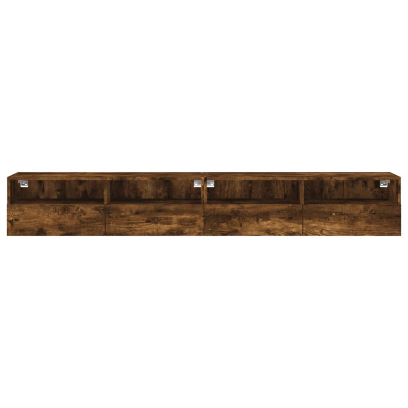 Ścienne szafki TV, 2 szt., przydymiony dąb, 100x30x30 cm