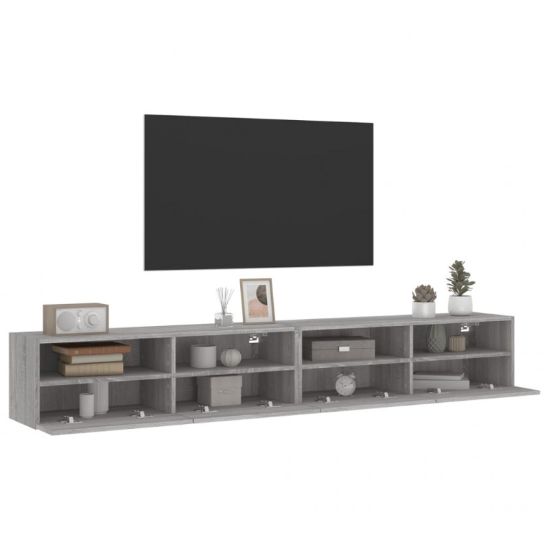 Ścienne szafki TV, 2 szt., szary dąb sonoma, 100x30x30 cm