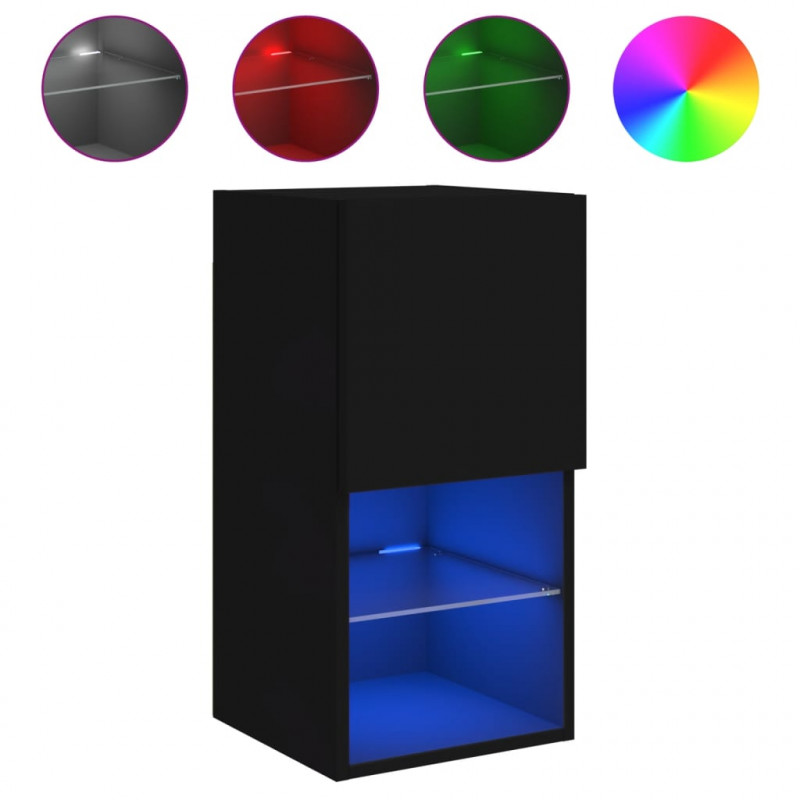 Szafka pod telewizor, z LED, czarna, 30,5x30x60 cm