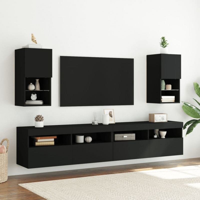 Szafka pod telewizor, z LED, czarna, 30,5x30x60 cm
