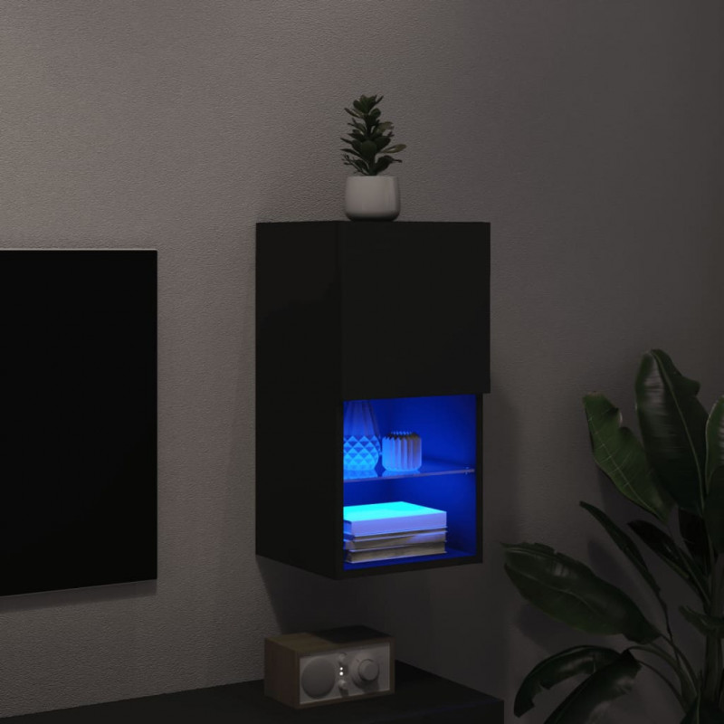 Szafka pod telewizor, z LED, czarna, 30,5x30x60 cm