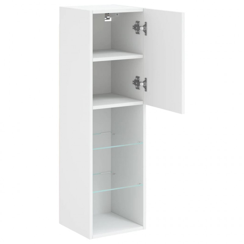 Szafka TV, z LED, biała, 30,5x30x102 cm