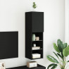 Szafka TV, z LED, czarna, 30,5x30x102 cm