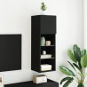 Szafka TV, z LED, czarna, 30,5x30x90 cm
