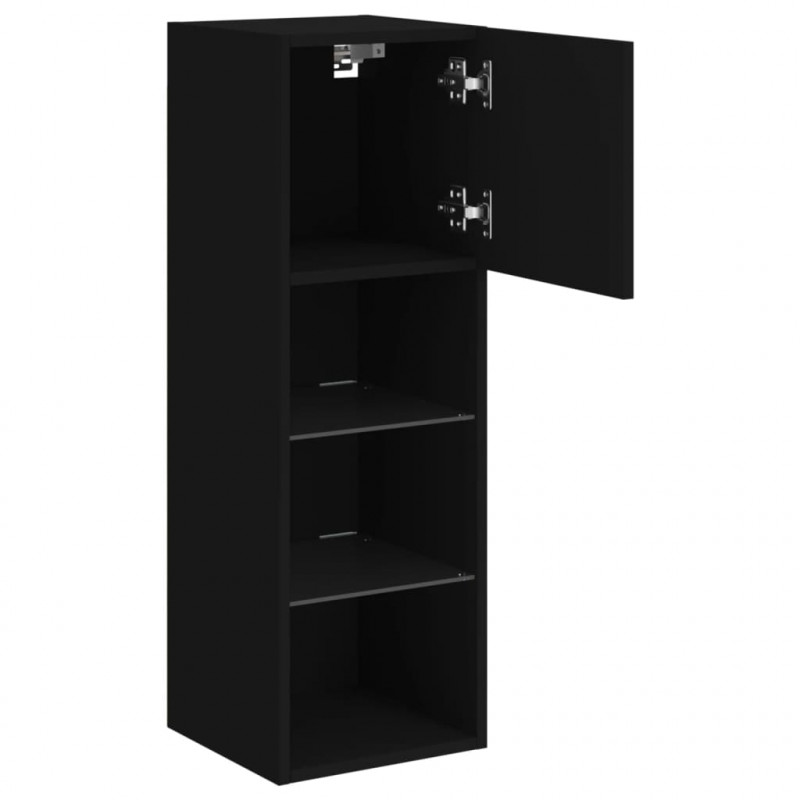 Szafka TV, z LED, czarna, 30,5x30x90 cm