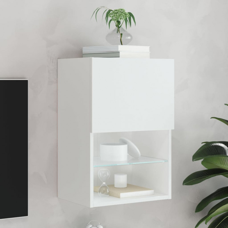 Szafka TV z LED, biała, 40,5x30x60 cm