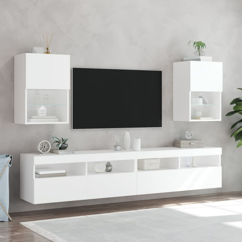 Szafka TV z LED, biała, 40,5x30x60 cm