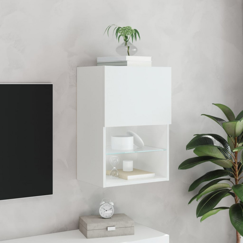 Szafka TV z LED, biała, 40,5x30x60 cm