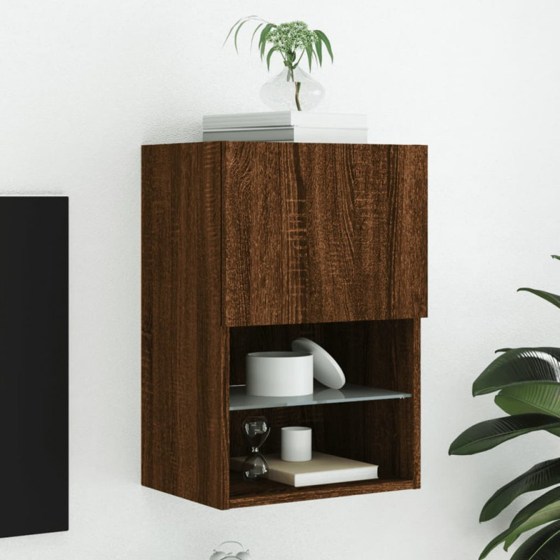 Szafka TV z LED, brązowy dąb, 40,5x30x60 cm