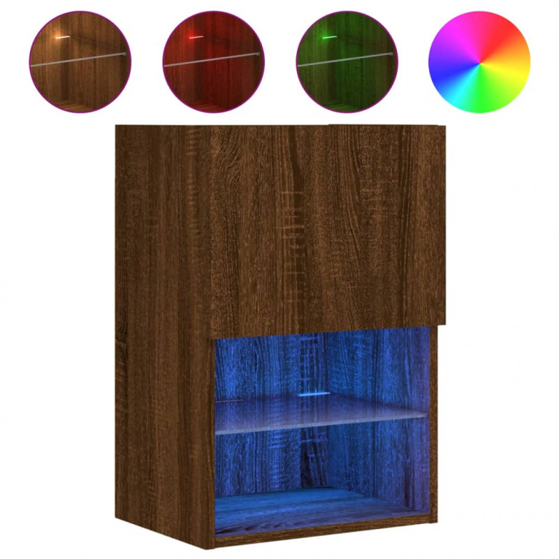 Szafka TV z LED, brązowy dąb, 40,5x30x60 cm