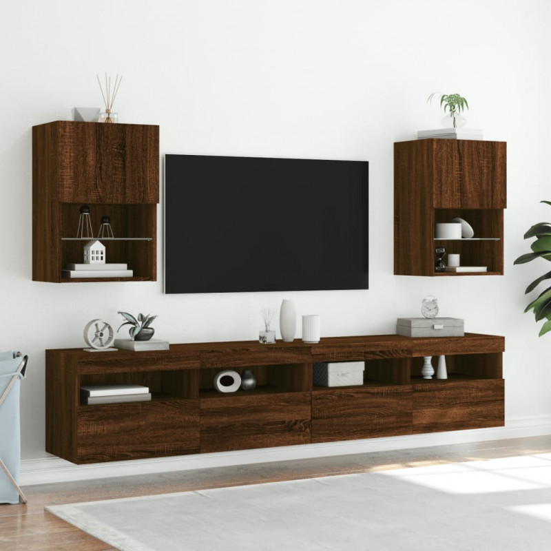 Szafka TV z LED, brązowy dąb, 40,5x30x60 cm