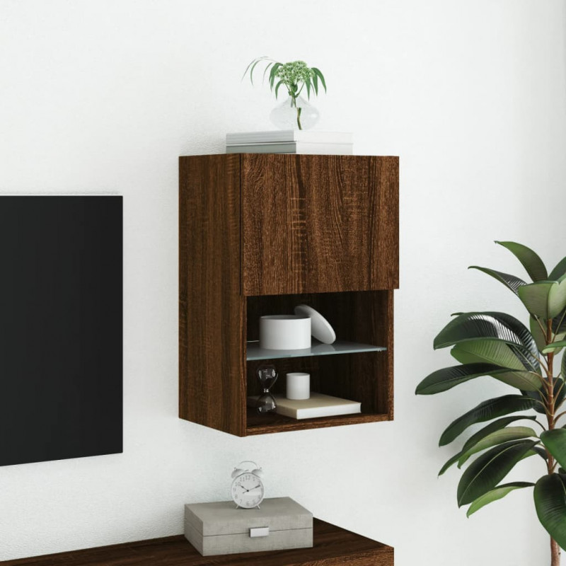 Szafka TV z LED, brązowy dąb, 40,5x30x60 cm