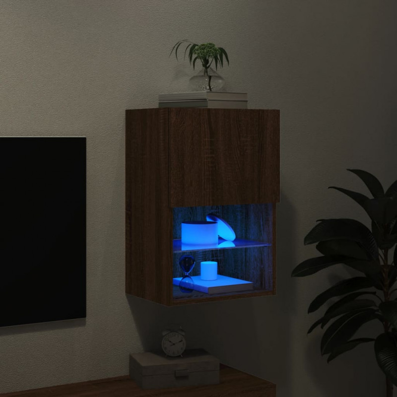 Szafka TV z LED, brązowy dąb, 40,5x30x60 cm