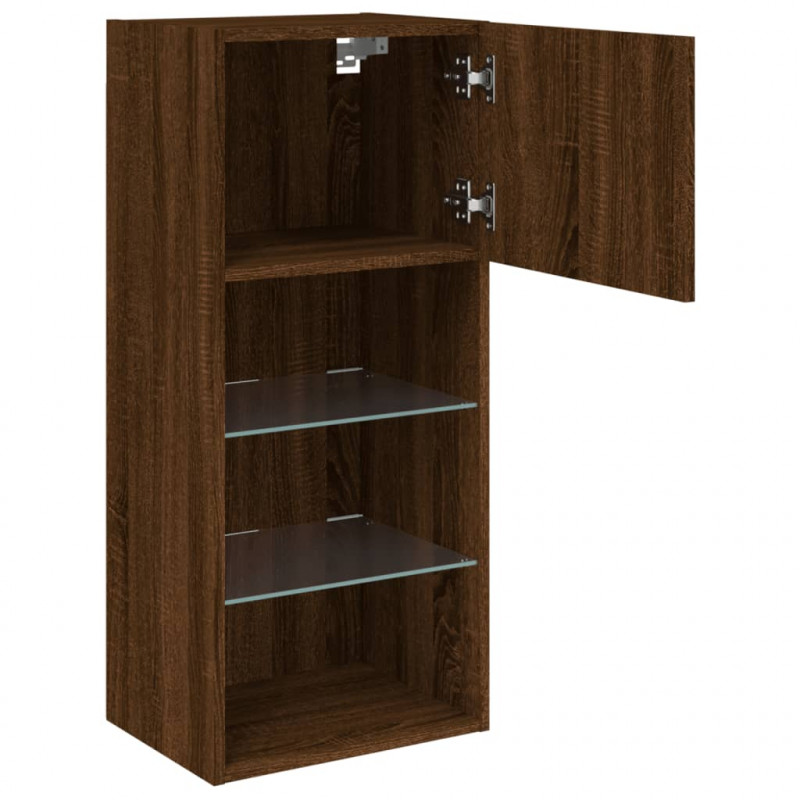 Szafka TV z LED, brązowy dąb, 40,5x30x90 cm