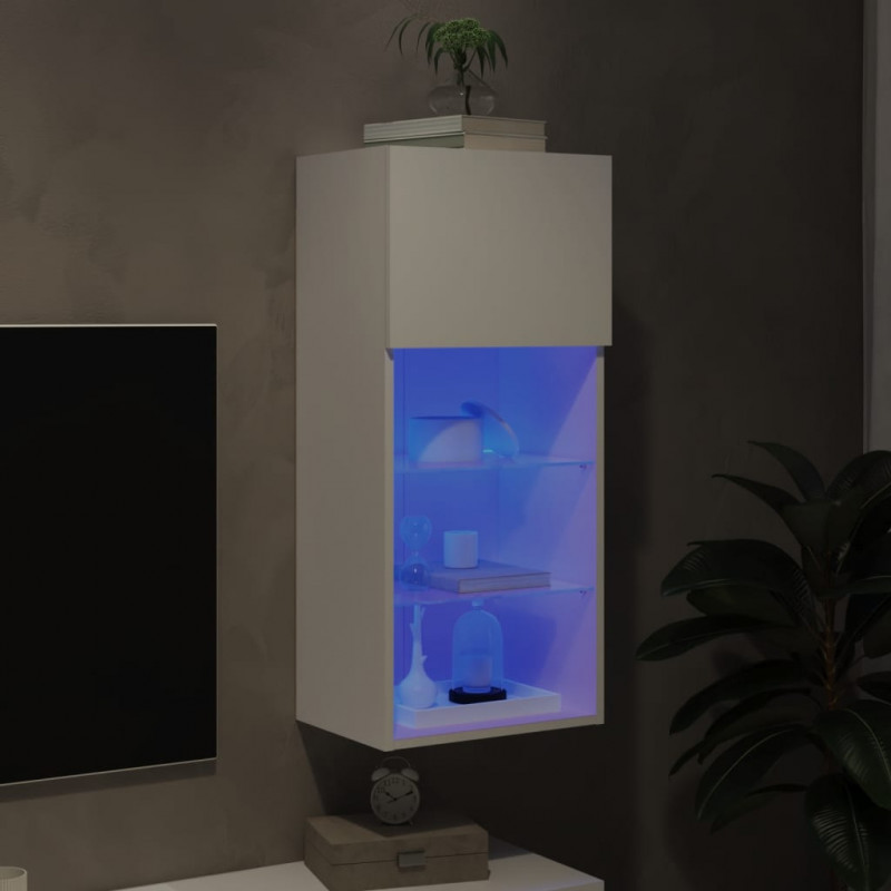 Szafka TV z LED, biała, 40,5x30x90 cm