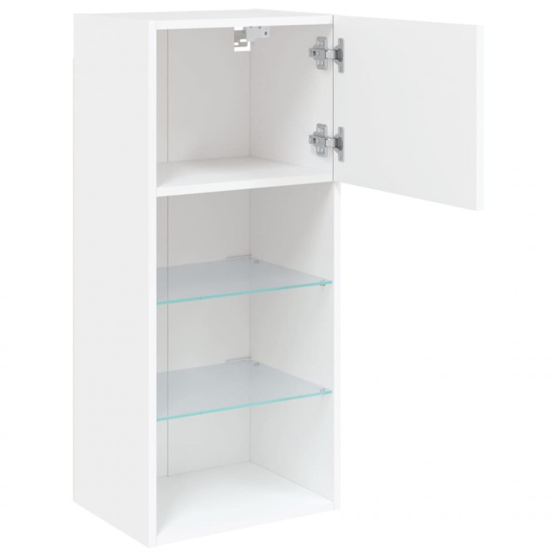 Szafka TV z LED, biała, 40,5x30x90 cm
