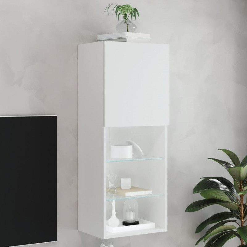 Szafka TV z LED, biała, 40,5x30x102 cm