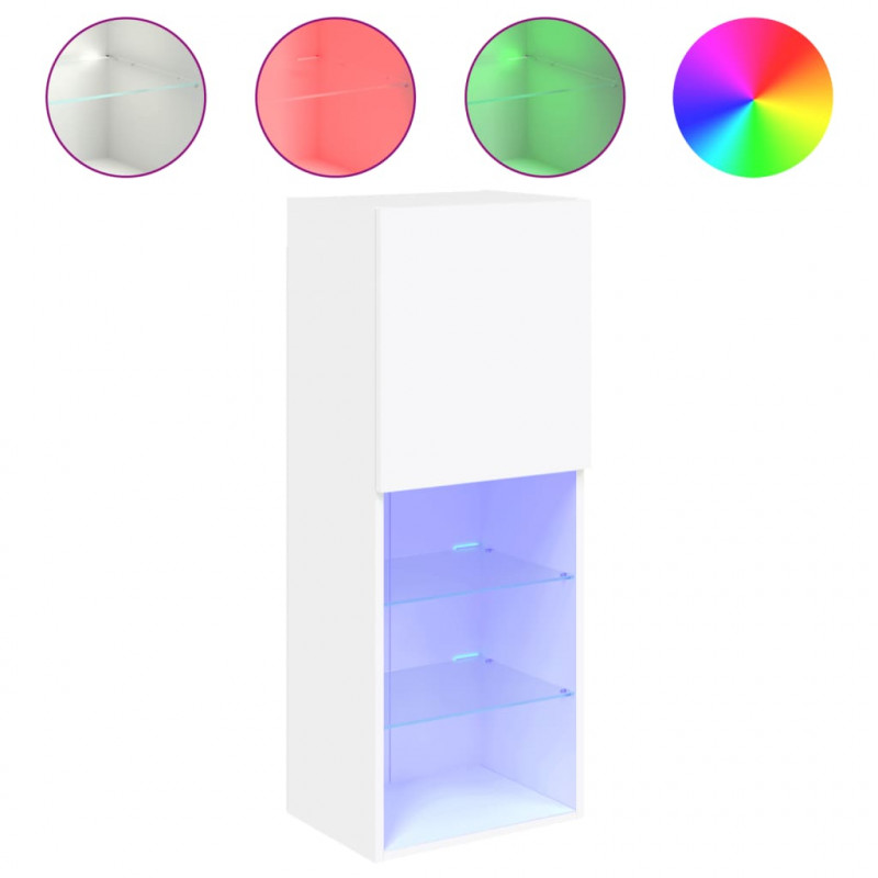 Szafka TV z LED, biała, 40,5x30x102 cm