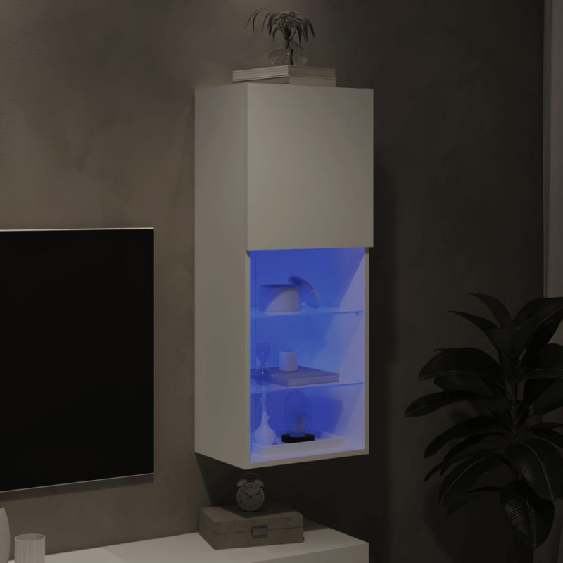 Szafka TV z LED, biała, 40,5x30x102 cm