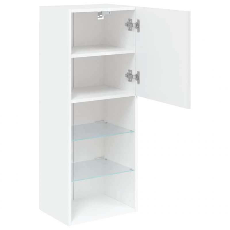 Szafka TV z LED, biała, 40,5x30x102 cm
