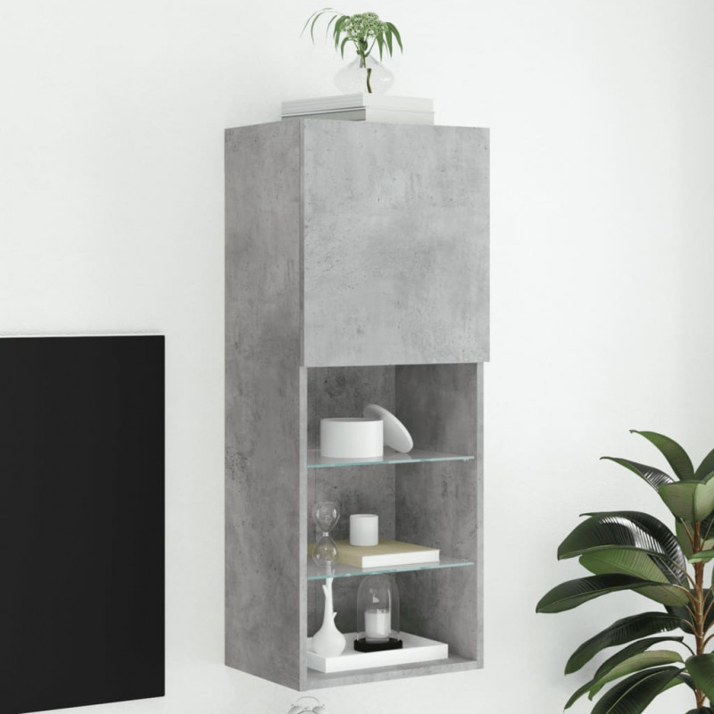 Szafka TV z LED, szarość betonu, 40,5x30x102 cm