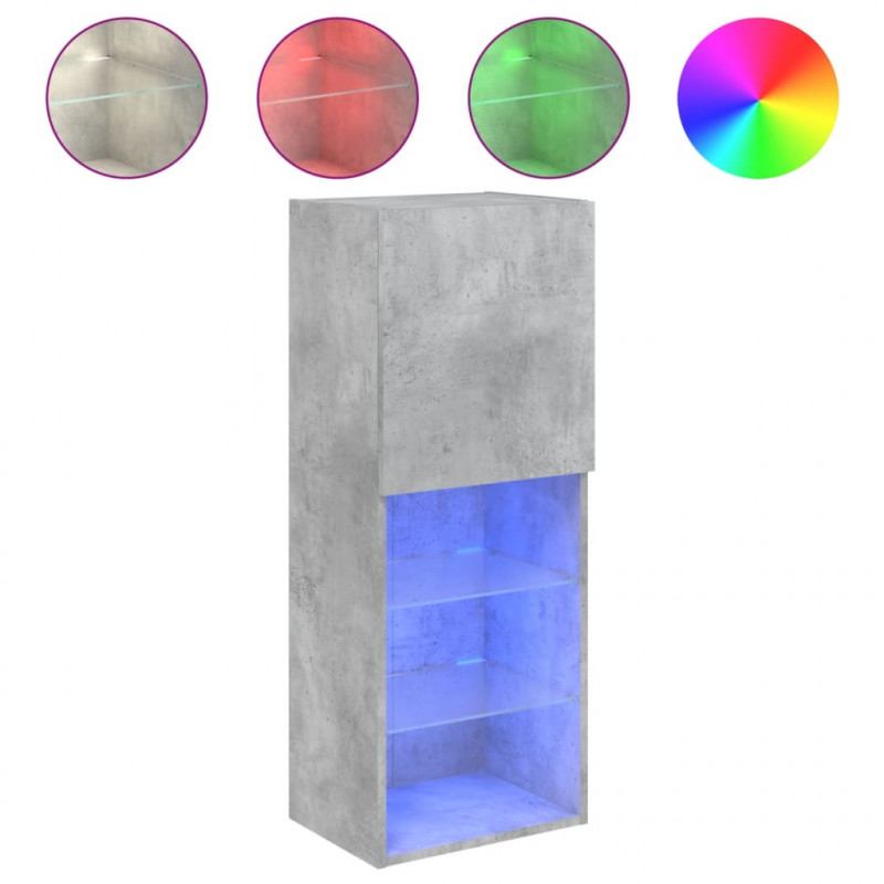 Szafka TV z LED, szarość betonu, 40,5x30x102 cm