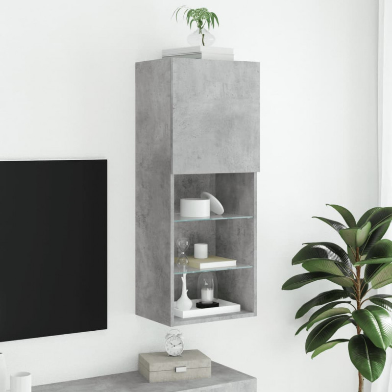 Szafka TV z LED, szarość betonu, 40,5x30x102 cm