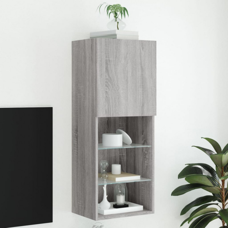 Szafka TV z LED, szary dąb sonoma, 40,5x30x102 cm