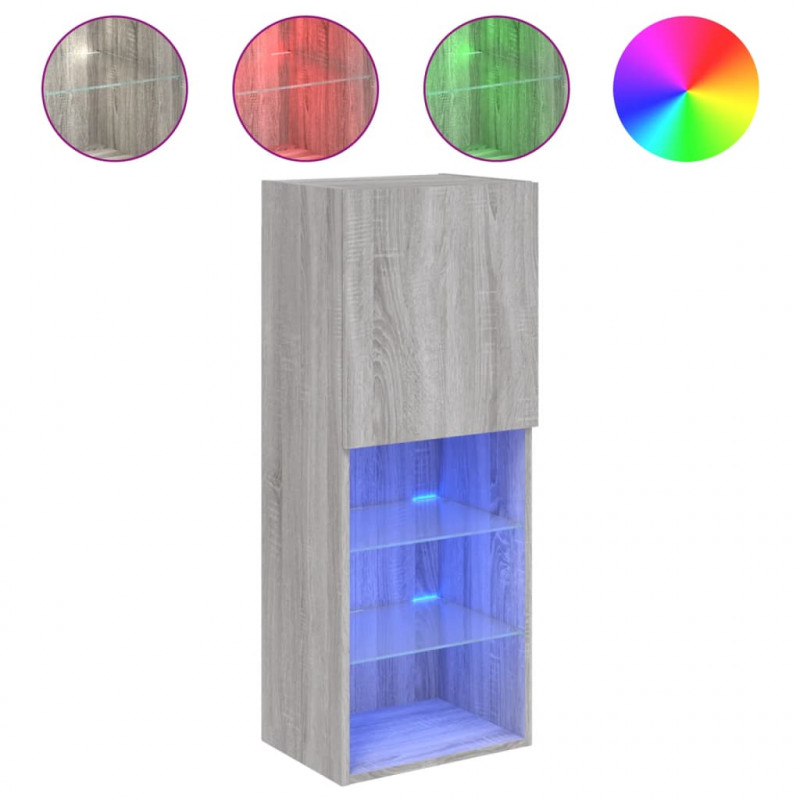 Szafka TV z LED, szary dąb sonoma, 40,5x30x102 cm