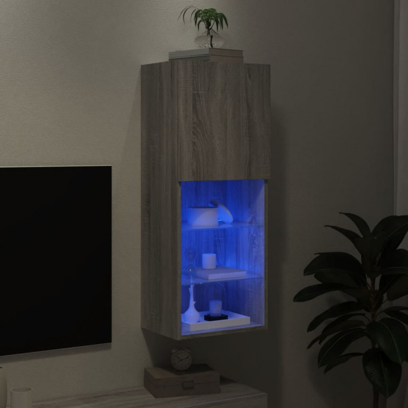 Szafka TV z LED, szary dąb sonoma, 40,5x30x102 cm