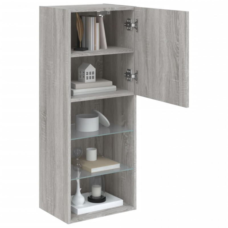 Szafka TV z LED, szary dąb sonoma, 40,5x30x102 cm